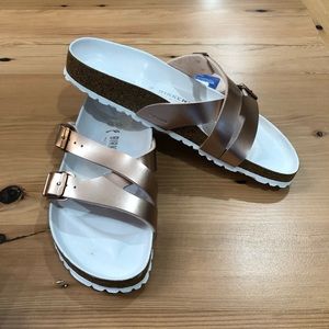 Womens Birkenstock Yao Balance Electric Metallic Copper